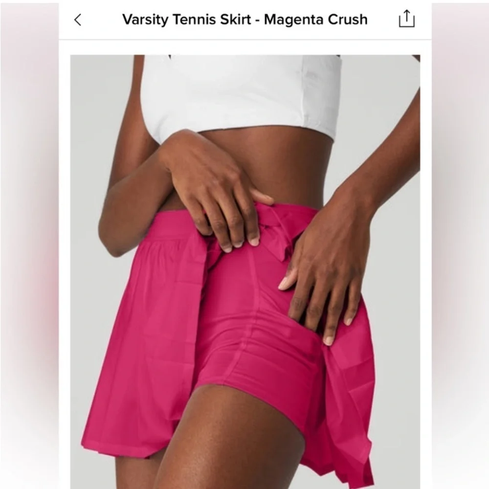 ALO •RARE• Varsity Tennis Skirt Skort - Magenta Crush Size Large